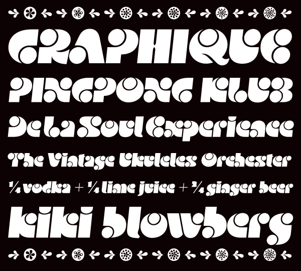 Typeface font Display art deco ornaments 1970 1960 Retro Heavy