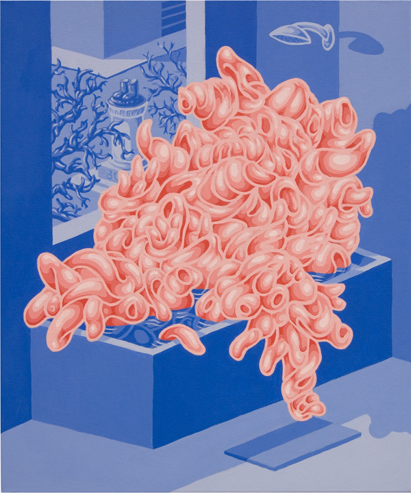 vacon sartirani eidozoology blue pink body acrylic canvas surrealism