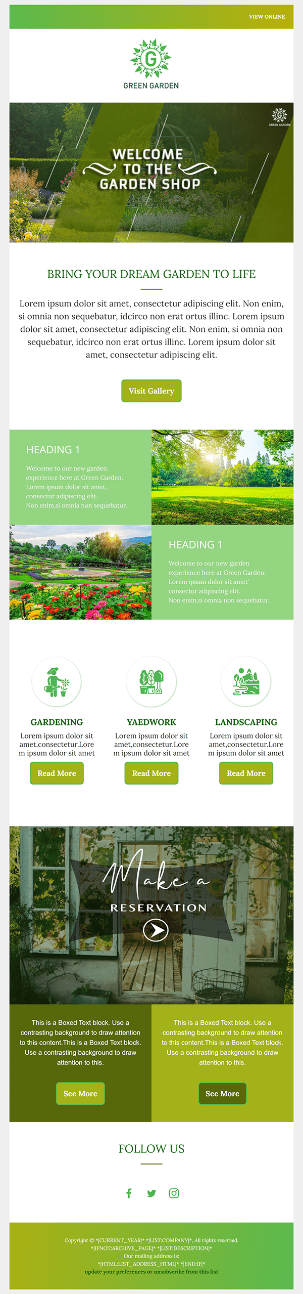 Email Template Newsletter on Garden Shop