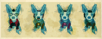 Web Custom dogs logo flyer system band azul perro