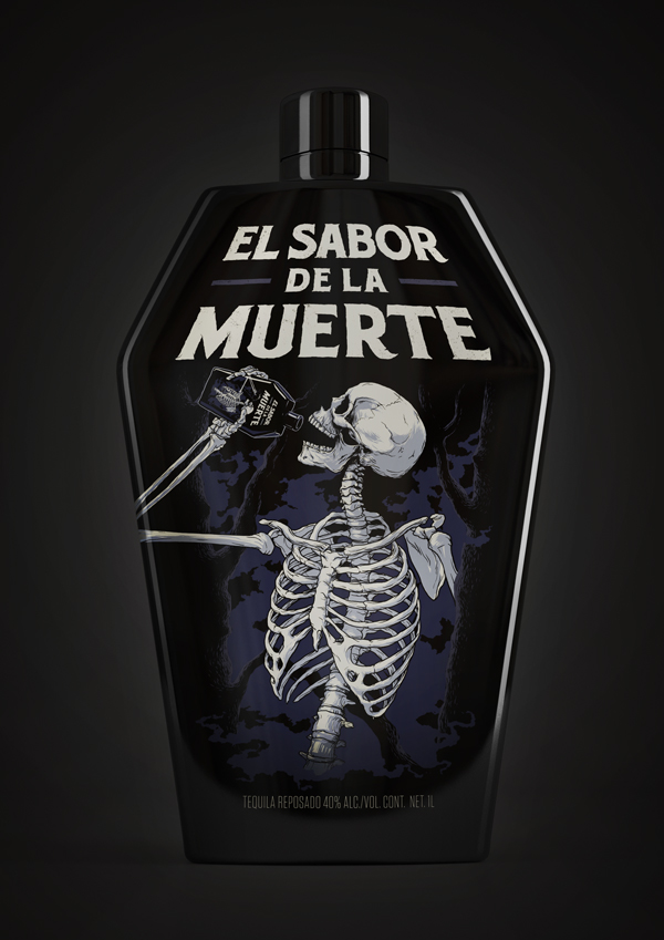dead Tequila bottle design skeleton DayoftheDead Mockup