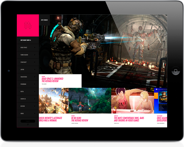Movies kotaku redesign Webdesign Minimalism Videogames Gaming clean Blog