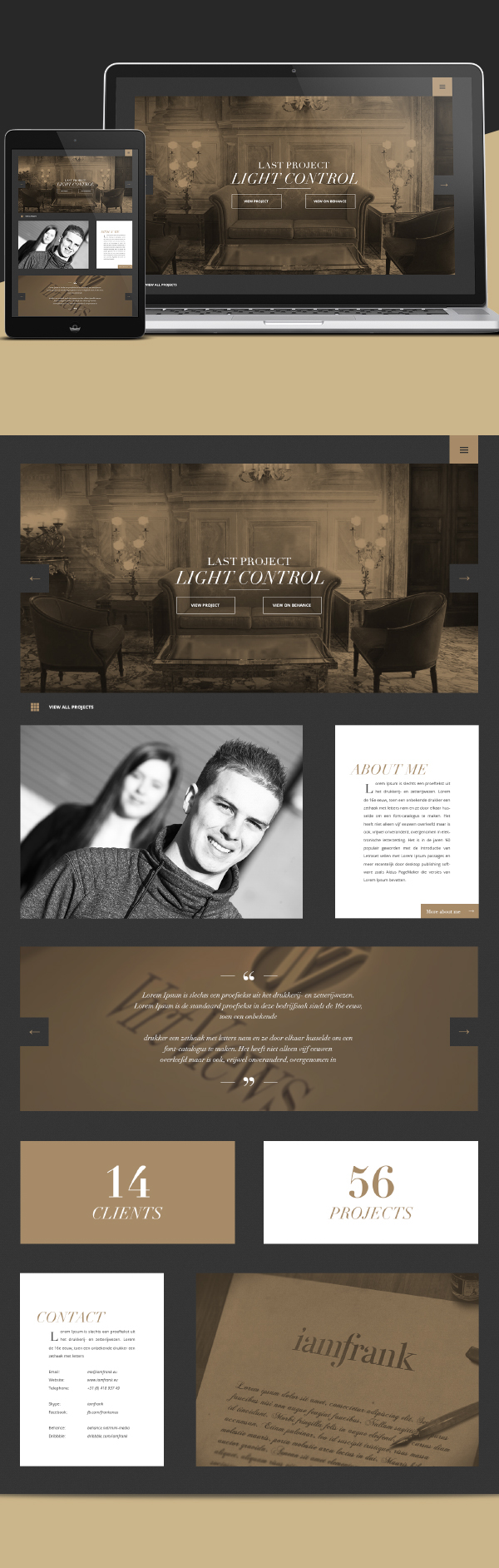 iamfrank personal Webdesign portfolio iamfrank.eu luxery gold gray dark Mockup