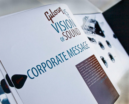 publication design annual report Gibson guitars information design