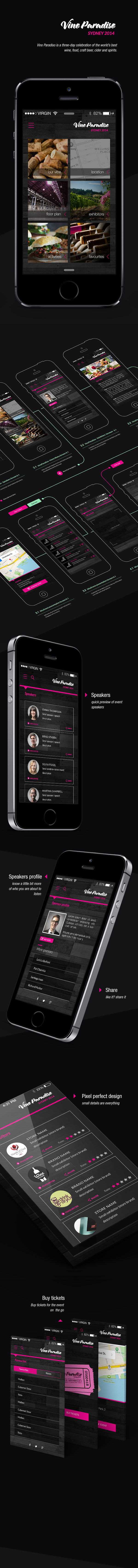 UX design ui design Exhibition App Vino Paradiso ios android mobile design user experience