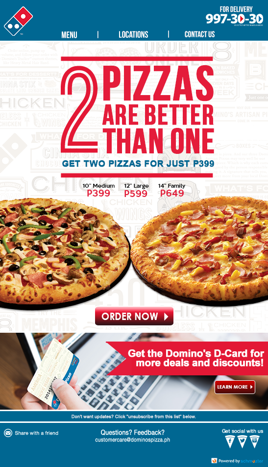 ads online social media Pizza Domino's facebook newsletter advertisement