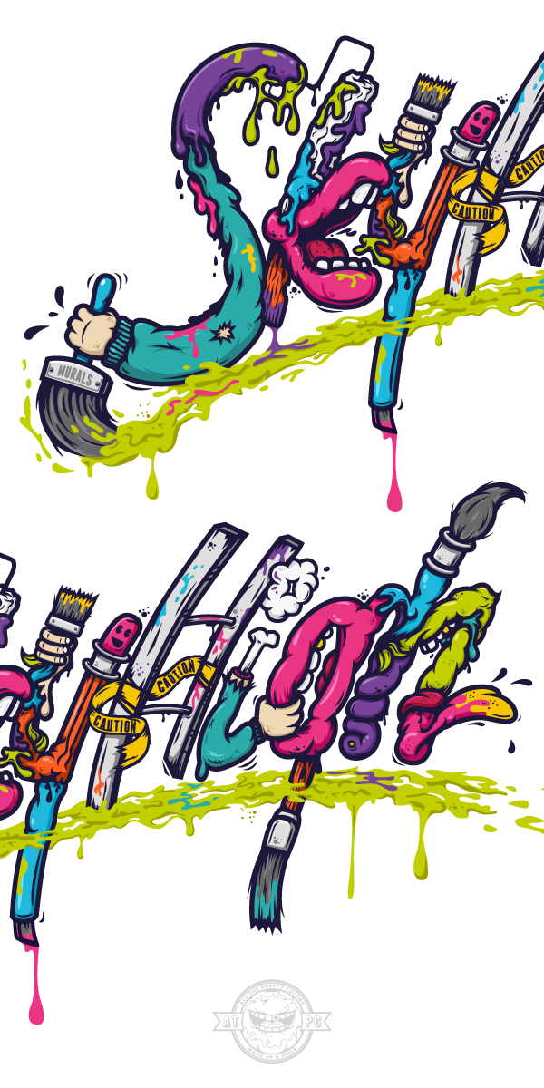 Murals ATPC AllThePrettyColors Nathan Walker colors lettering type Character gross weird paint