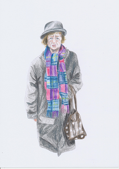 woman Frau winter Schal scarf hat hut grey grau
