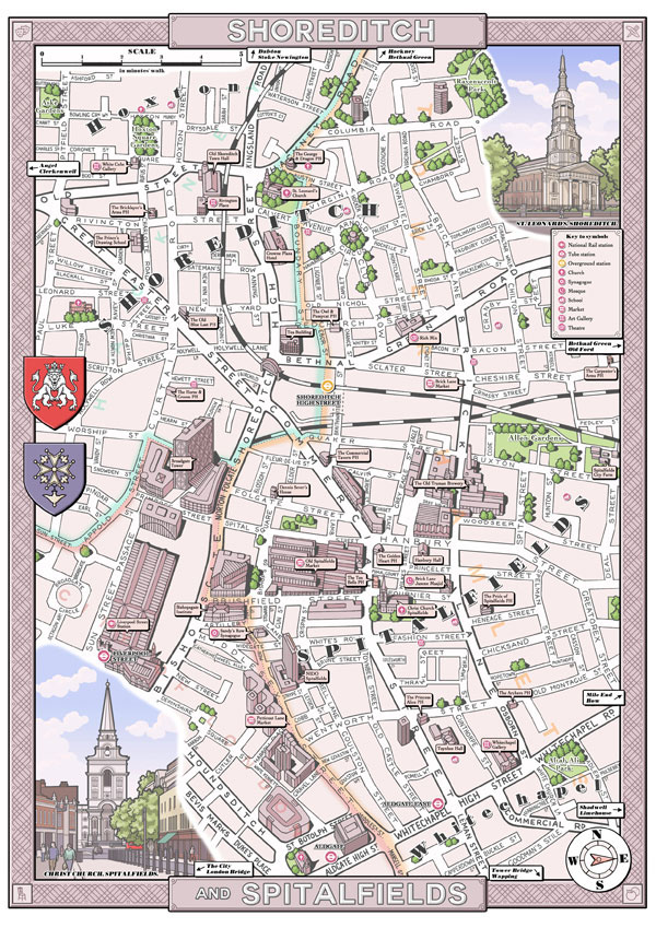 map maps London London map illustrated map hand drawn handdrawn decorative borough neighbourhood illustrated