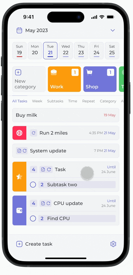 UI/UX mobile Figma to do list app ios Mobile app to-do list UI