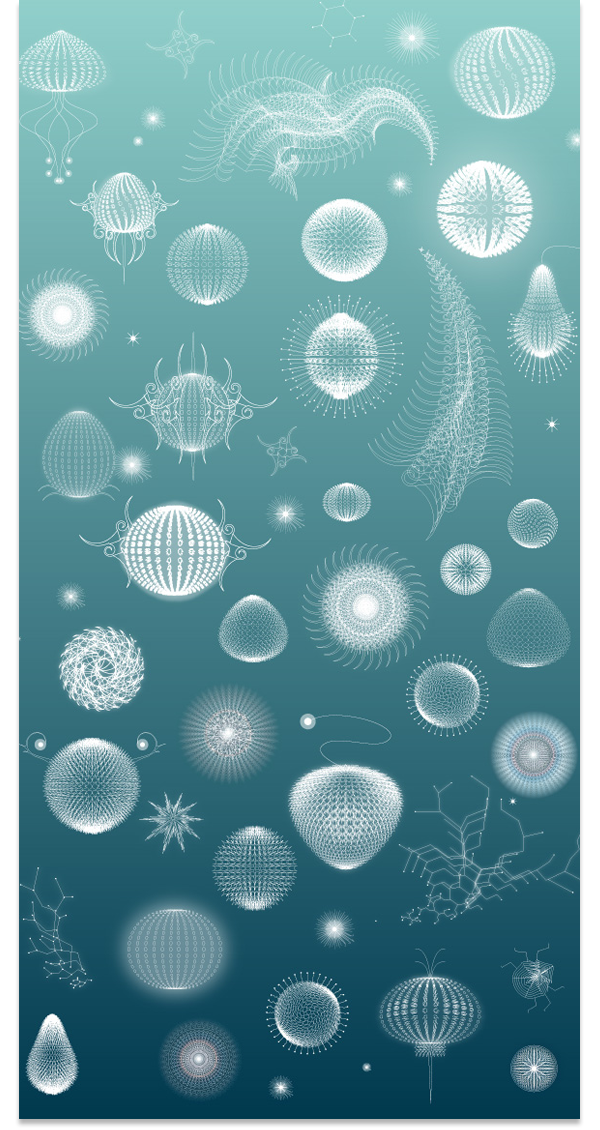 vector tutorial Illustrator abstract radiolarian blue sea Radiolarians plankton radiolaria