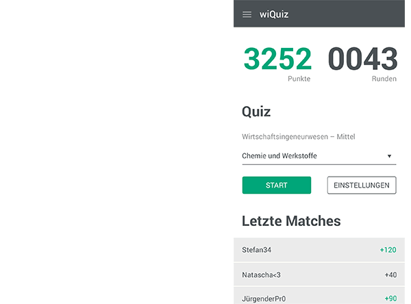 munich Quiz Students app android material design green