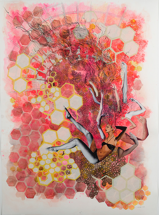collage printmaking pink  watercolor pattern france Entropy  destruction  Creation
