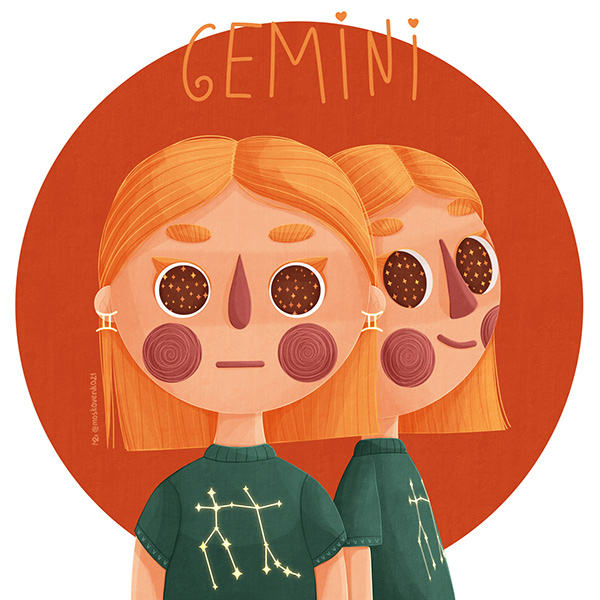 Gemini | Zodiac Sign | Children Book Illustration