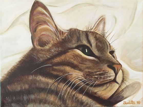 acrylics canvas portrait Pet Cat tabby RIP kitty