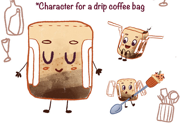 Drip coffee packaging illustrations