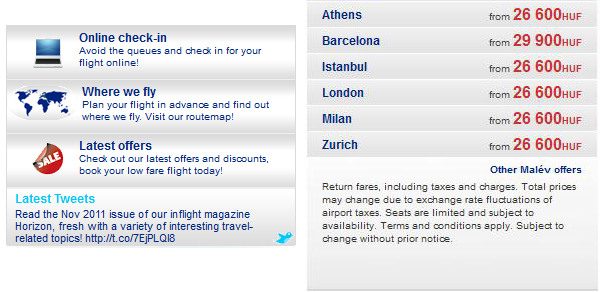 airline Website Malév