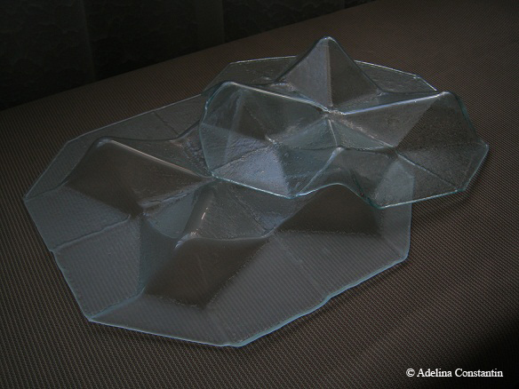 plateau plate platou glass art Sticla tableware functional fusion fuziune vesela