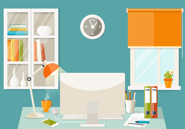 Interior vector flat business concept workspace freelancer organization workplace idea Office