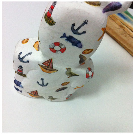 rabbit conejo art toys decoupage marine anchor plaster shibo yeso madera wood