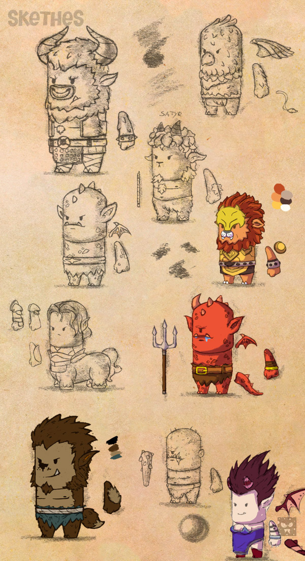 Game Art monsters myth mythical minotaur vector art creatures cartoon character royalty free