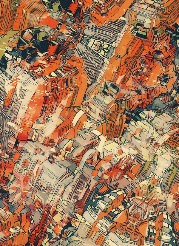 city pattern color colour shapes abstract construct deconstruct SF Comix manga