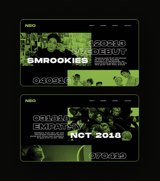 NCT Website graphics kpop layouts website animation Website Design