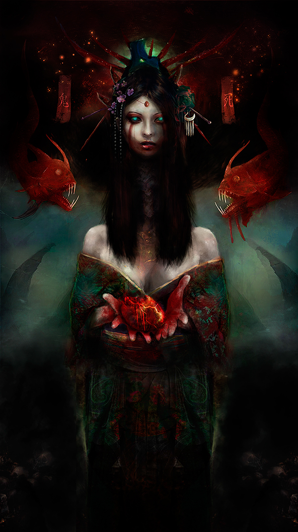demon japanese fantasy yokai mythology horror macabre Scary devil hell