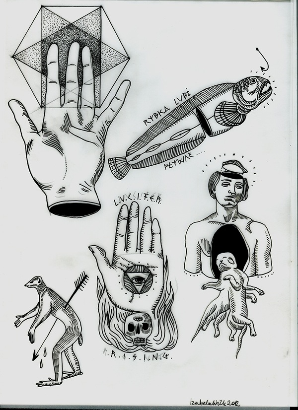 Creepy Tattoo Flash Sheet Print