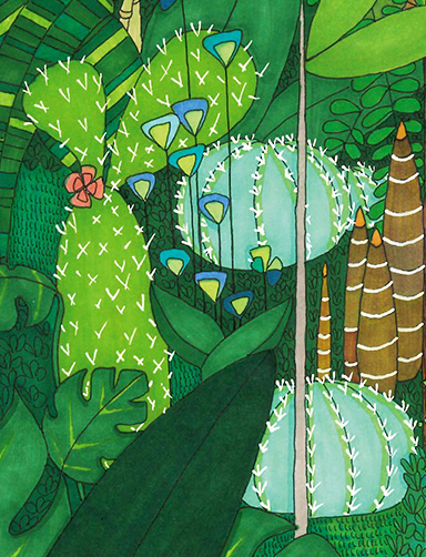 green adventure escape conservatory Promarkers fineliner ILLUSTRATION 