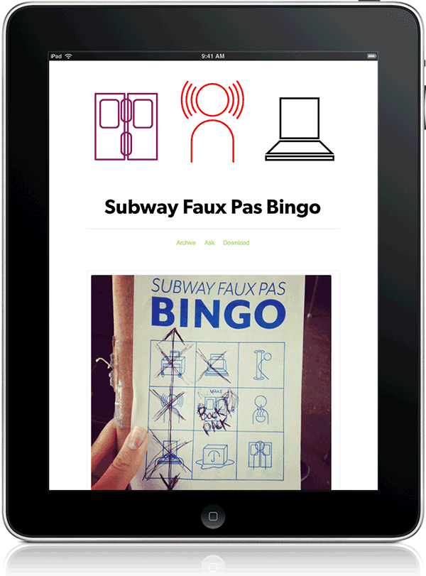 subway new york city new york city subway bingo Faux Pas subway faus pas faux pas bingo iconographs pictograms