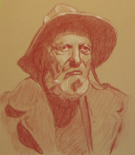 pencil  charcoal pastel William Maughan CarbOthello head