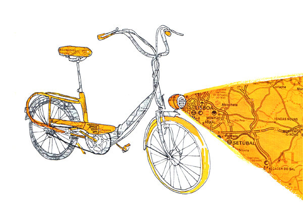 jornal pedal bikes draws newspapers watercolor pencils