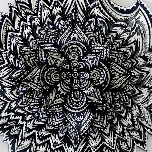 black and white pattern detail Mandala geometric Nature flower paper paper sculpture