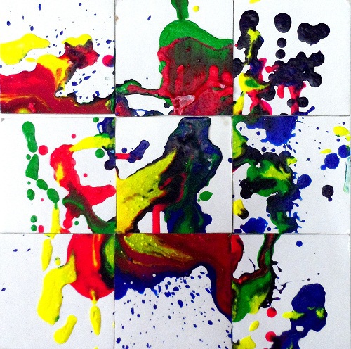 colours Glue splash falling art