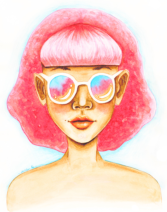 portrait woman Sunglasses popart