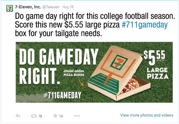 7-Eleven Pizza box football college