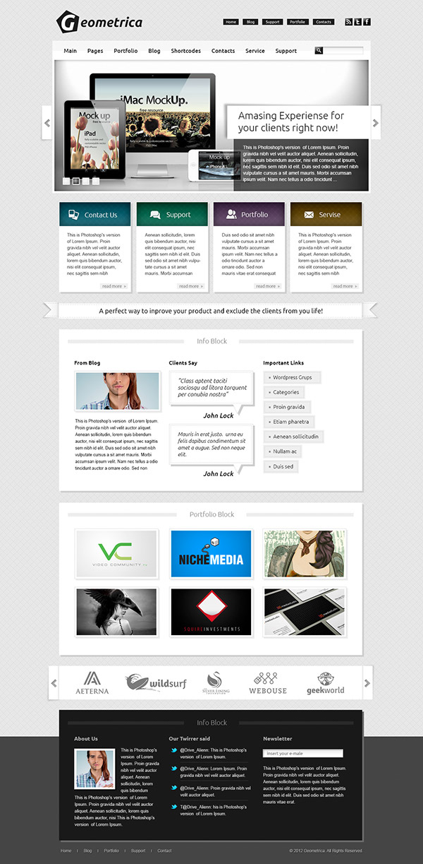 simple 2 colors  clean Web site psd Theme template White black