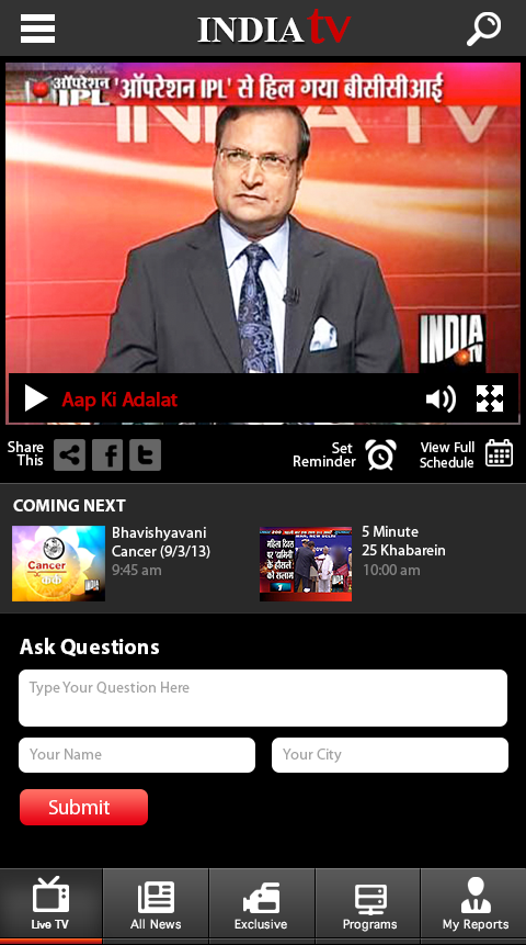 android mobile news india tv Live TV videos photos live news TV channel