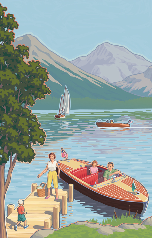 hagerty insurance Classic Boats classic boats wood boats wooden boats chriscraft chris-craft tahoe lake mead Travel recreation poster Retro Poster Retro vintage 1950s 1940s speed boat ski boat