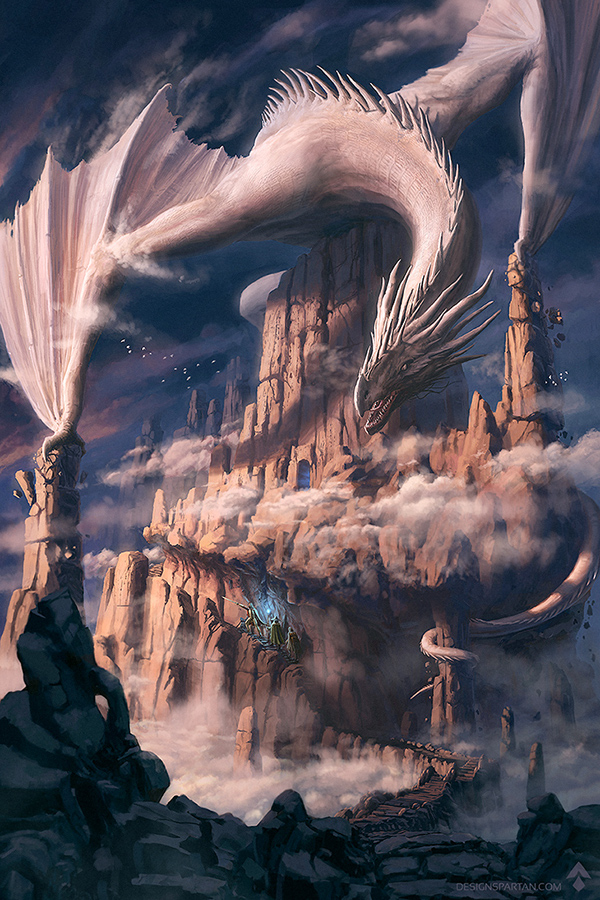 fantasy digital painting dragon epic adventure mountains creature quest