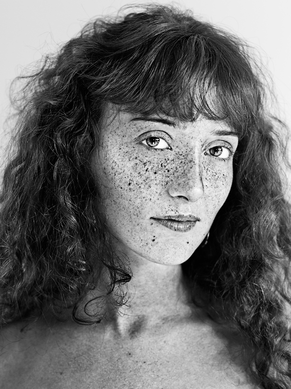freckles portrait woman bw