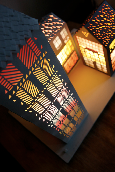 hotel model handmade paper light lantern Jules & Jim paper craft cut out night art concept Patterns