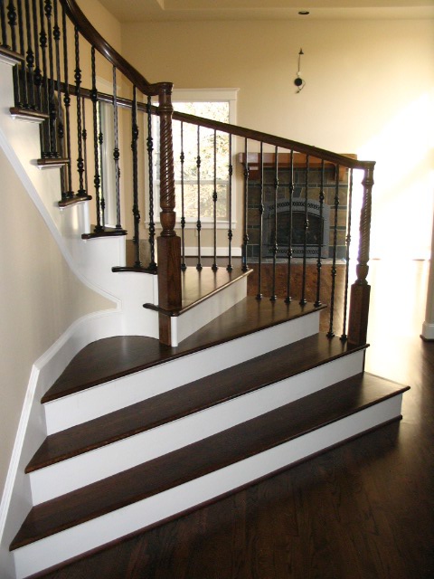 stairs curved Handrail treads radius stairs wrought iron Steaming wood bending wood white oak Curved handrail bannister Balusters Spindles Portland Stair Company Heritage Restoration Company