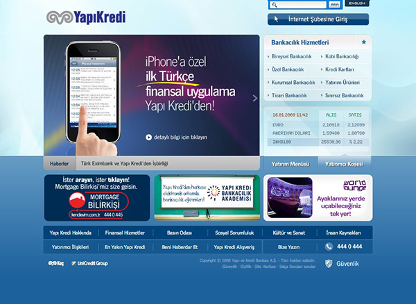 blue corporate yapı kredi banking finance Website money