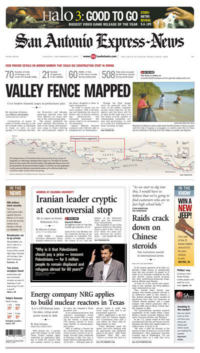 front page newspaper Herald express-news