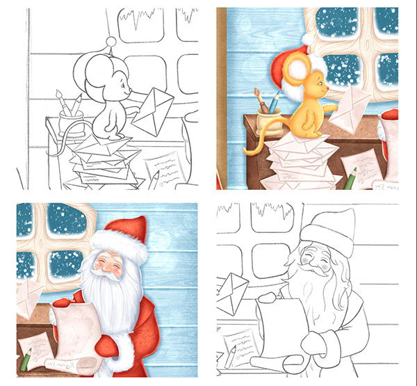 Children's illustration "Helpers of Santa Claus"