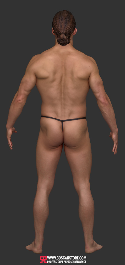 3D scan male man muscle obj texture skin reference