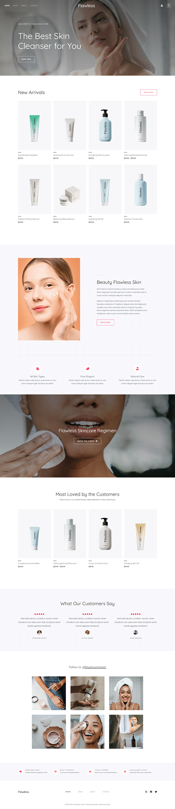 Skin Care Landing Page Website Design in WordPress