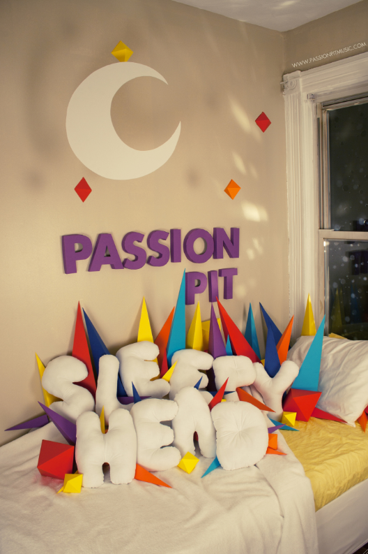 passion pit song poster print hand made heather mendonça 2010 sleepy head bedtime paper pillows